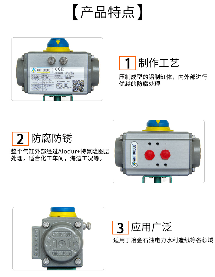 【AIRTORQUE】氣動襯氟球閥/法蘭球閥